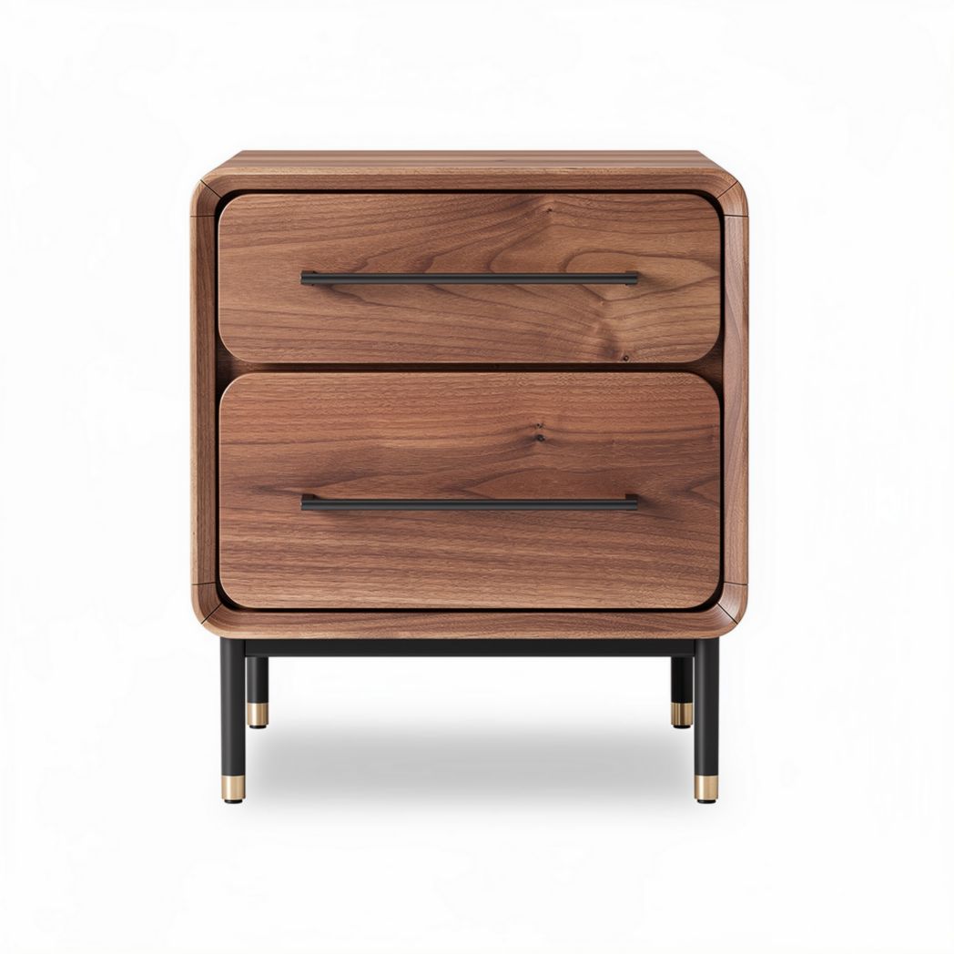Stolik nocny z drewna orzechowego z dwoma szufladami 50 x 40 x 55cm